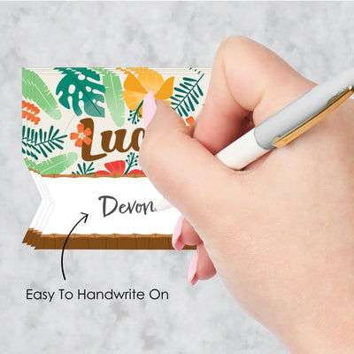 Tropical Luau - Hawaiian Beach Party Tent Buffet Card - Table Setting Name Place Cards - Set of 24