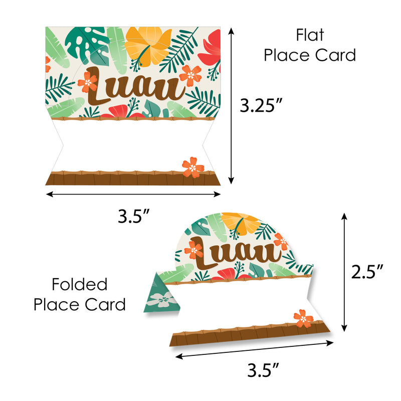 Tropical Luau - Hawaiian Beach Party Tent Buffet Card - Table Setting Name Place Cards - Set of 24