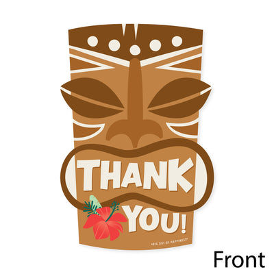 Tropical Luau - Shaped Thank You Cards - Hawaiian Beach Party Thank You Note Cards with Envelopes - Set of 12