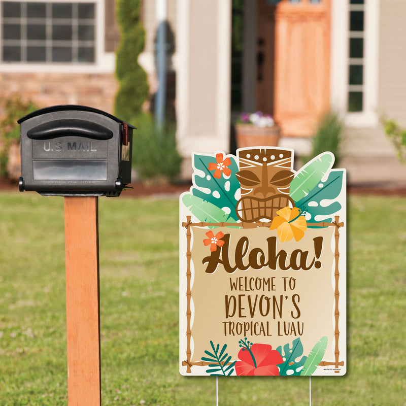 Tropical Luau - Party Decorations - Hawaiian Beach Party Personalized Welcome Yard Sign