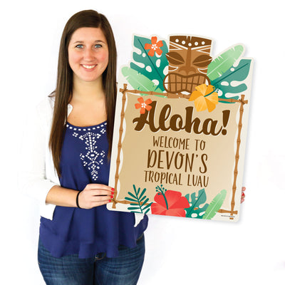 Tropical Luau - Party Decorations - Hawaiian Beach Party Personalized Welcome Yard Sign