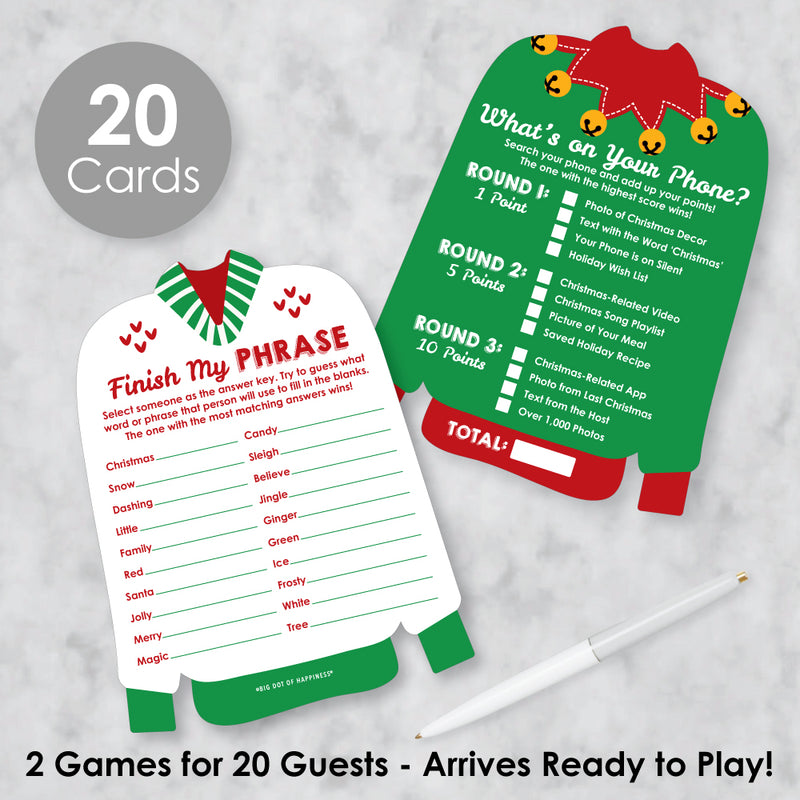 Ugly Sweater - 2-in-1 Holiday and Christmas Party Cards - Activity Duo Games - Set of 20
