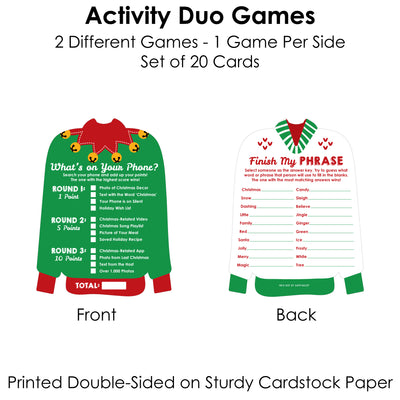 Ugly Sweater - 2-in-1 Holiday and Christmas Party Cards - Activity Duo Games - Set of 20