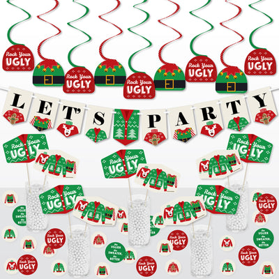 Ugly Sweater - Holiday and Christmas Party Supplies Decoration Kit - Decor Galore Party Pack - 51 Pieces