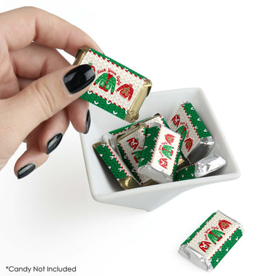 Ugly Sweater - Mini Candy Bar Wrapper Stickers - Holiday and Christmas Party Small Favors - 40 Count