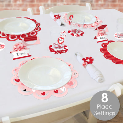 Happy Valentine’s Day - Valentine Hearts Party Paper Charger and Table Decorations - Chargerific Kit - Place Setting for 8