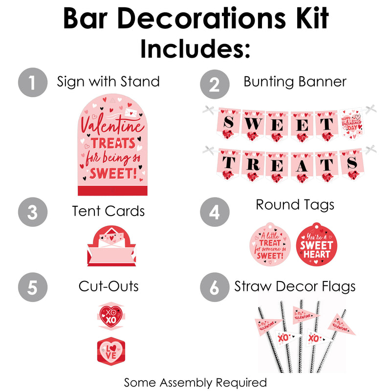 Happy Valentine’s Day - DIY Valentine Hearts Party Sweet Treats Signs - Snack Bar Decorations Kit - 50 Pieces