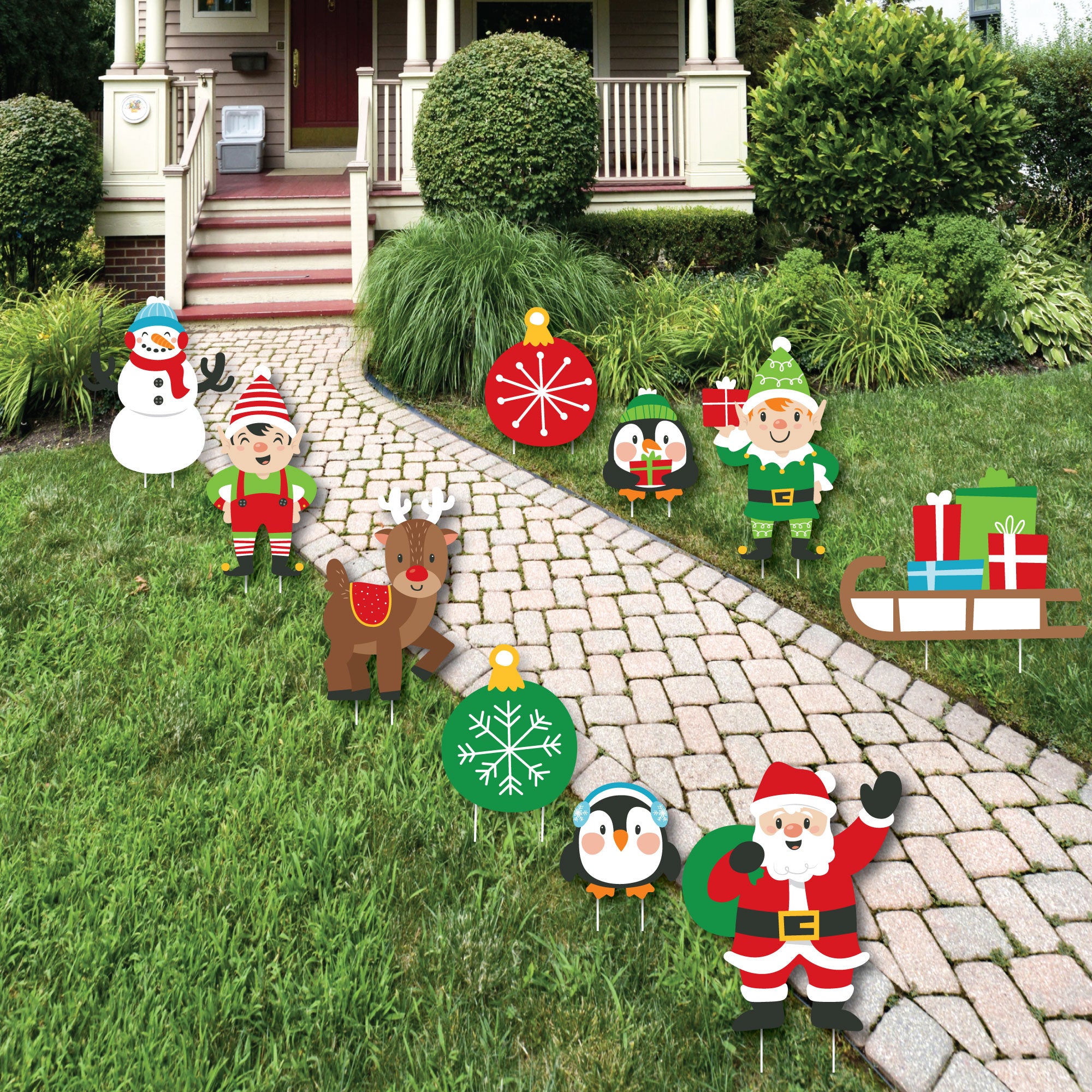 Very Merry Christmas - Santa, Elves, Penguins, Reindeer, Snowman