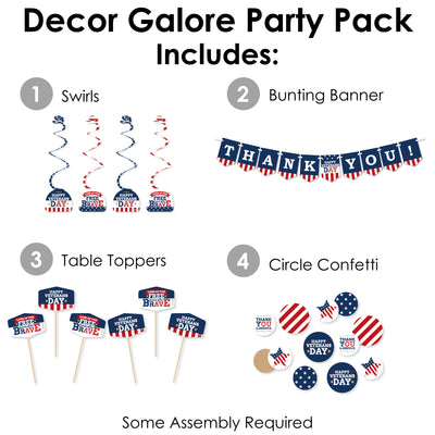 Happy Veterans Day - Patriotic Supplies Decoration Kit - Decor Galore Party Pack - 51 Pieces