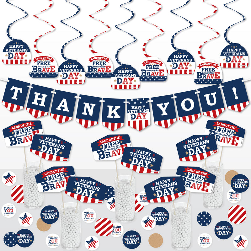 Happy Veterans Day - Patriotic Supplies Decoration Kit - Decor Galore Party Pack - 51 Pieces