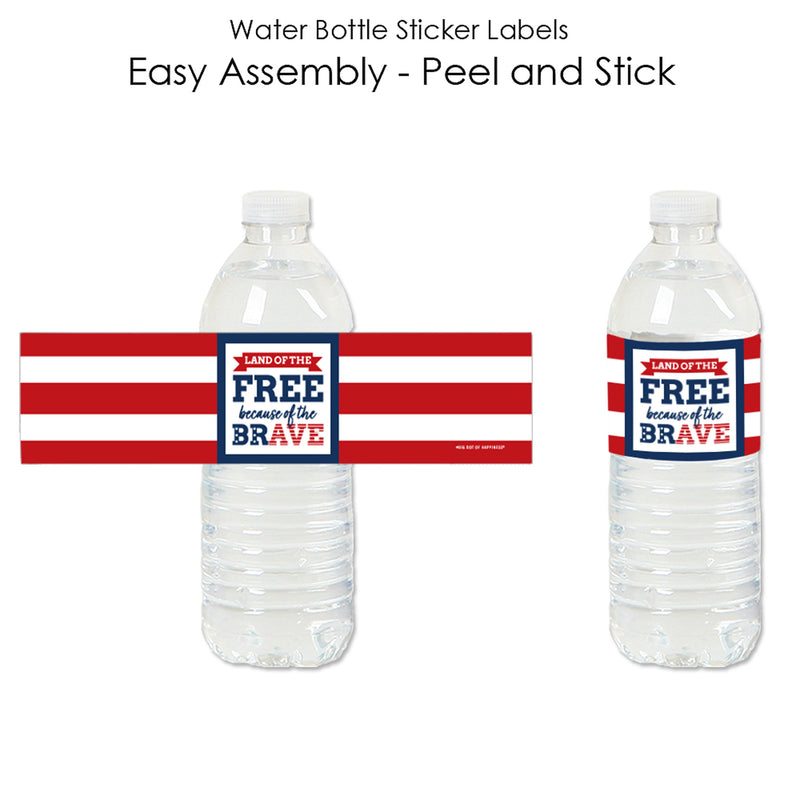 Happy Veterans Day - Patriotic Water Bottle Sticker Labels - Set of 20