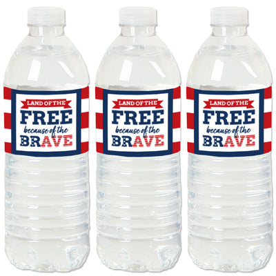 Happy Veterans Day - Patriotic Water Bottle Sticker Labels - Set of 20