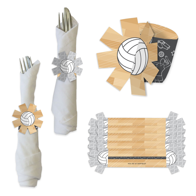 Bump, Set, Spike - Volleyball - Baby Shower or Birthday Party Paper Napkin Holder - Napkin Rings - Set of 24