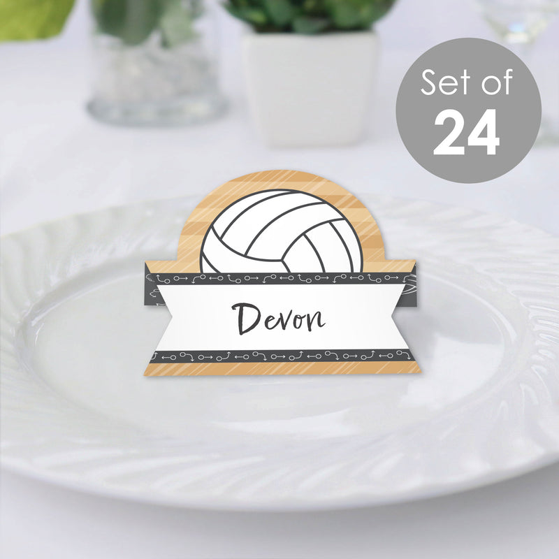 Bump, Set, Spike - Volleyball - Baby Shower or Birthday Party Tent Buffet Card - Table Setting Name Place Cards - Set of 24