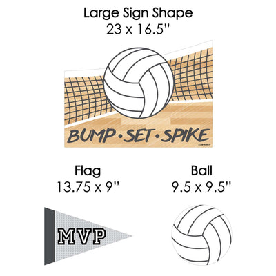 Bump, Set, Spike - Volleyball - Yard Sign & Outdoor Lawn Decorations - Baby Shower or Birthday Party Yard Signs - Set of 8