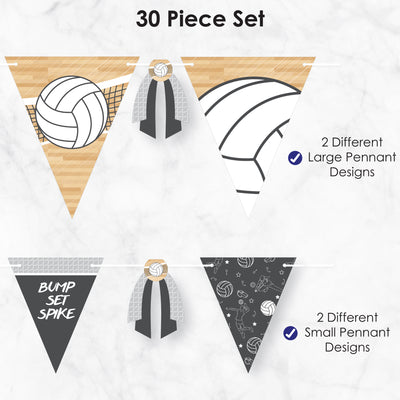 Bump, Set, Spike - Volleyball - DIY Baby Shower or Birthday Party Pennant Garland Decoration - Triangle Banner - 30 Pieces