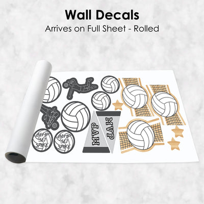 Bump, Set, Spike - Volleyball - Peel and Stick Sports Decor Vinyl Wall Art Stickers - Wall Decals - Set of 20