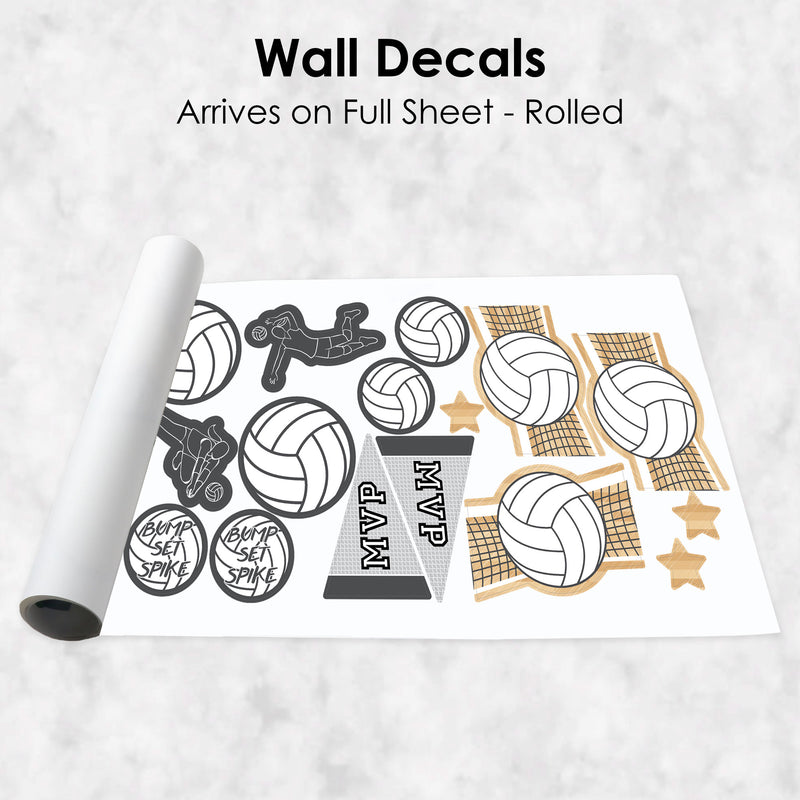 Bump, Set, Spike - Volleyball - Peel and Stick Sports Decor Vinyl Wall Art Stickers - Wall Decals - Set of 20