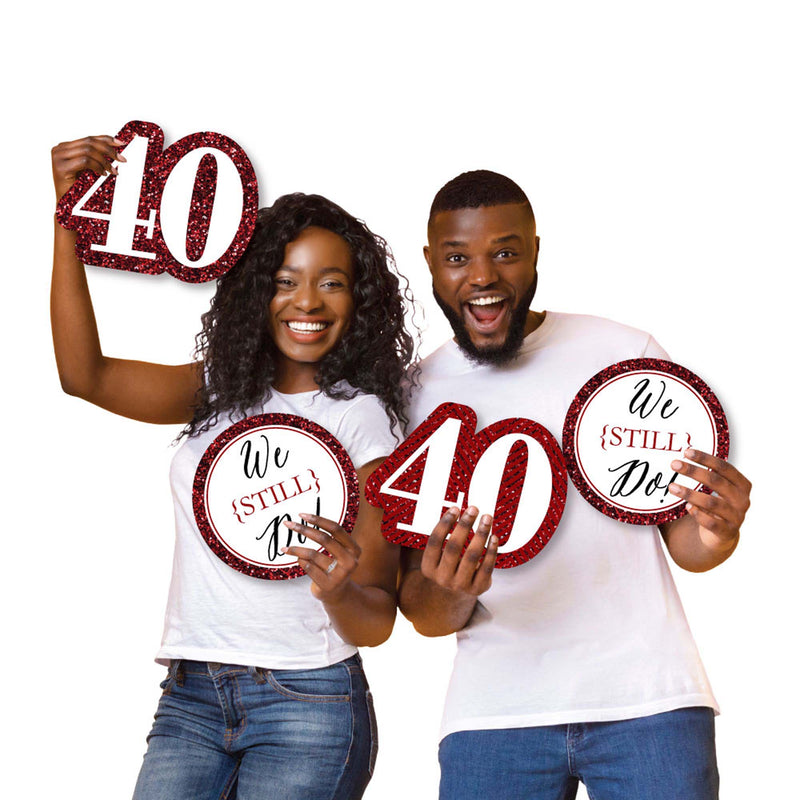 We Still Do - 40th Wedding Anniversary - Yard Sign & Outdoor Lawn Decorations - Anniversary Party Yard Signs - Set of 8