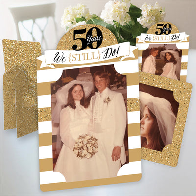 We Still Do - 50th Wedding Anniversary - Anniversary Party 4x6 Picture Display - Paper Photo Frames - Set of 12