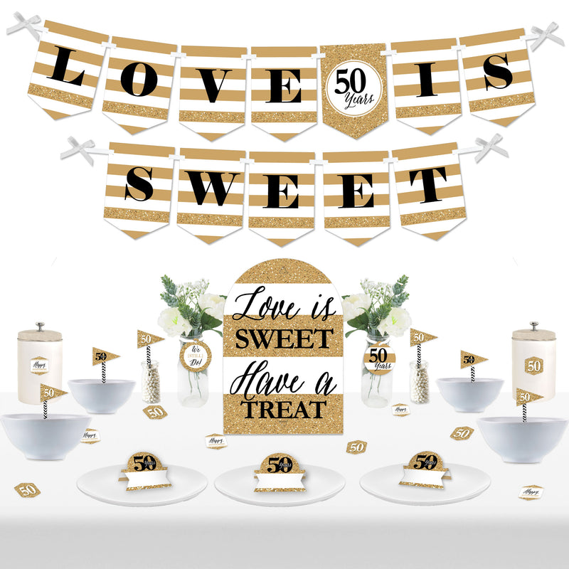 We Still Do - 50th Wedding Anniversary - DIY Anniversary Party Love is Sweet Signs - Snack Bar Decorations Kit - 50 Pieces