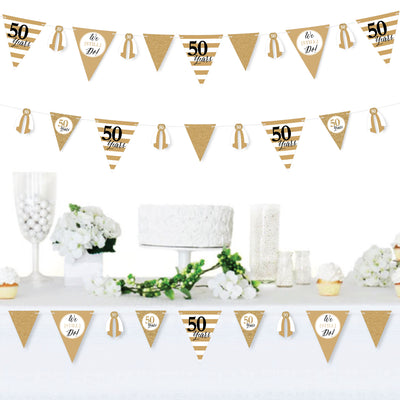 We Still Do - 50th Wedding Anniversary - DIY Anniversary Party Pennant Garland Decoration - Triangle Banner - 30 Pieces