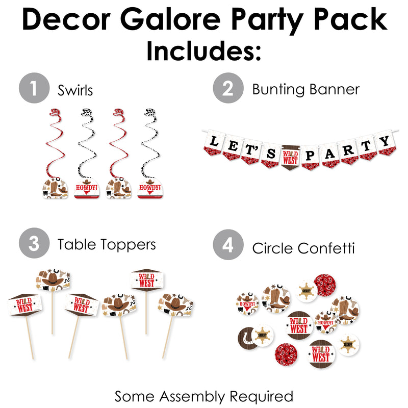 Western Hoedown - Wild West Cowboy Party Supplies Decoration Kit - Decor Galore Party Pack - 51 Pieces