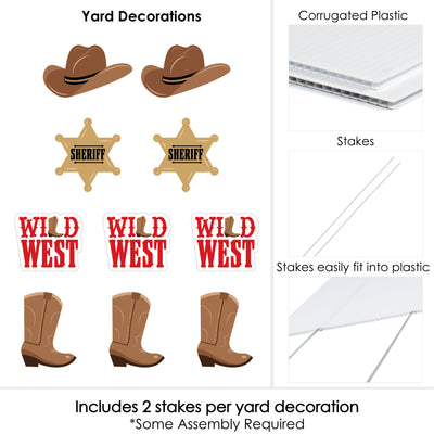 Western Hoedown - Lawn Decorations - Outdoor Wild West Cowboy Party Yard Decorations - 10 Piece