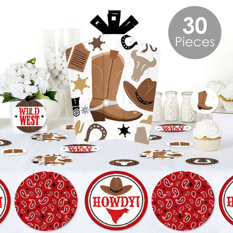 Western Hoedown - Wild West Cowboy Party Decor and Confetti - Terrific Table Centerpiece Kit - Set of 30