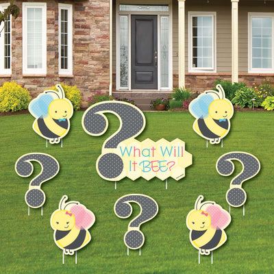 What Will It BEE? - Yard Sign & Outdoor Lawn Decorations - Gender Reveal Yard Signs - Set of 8