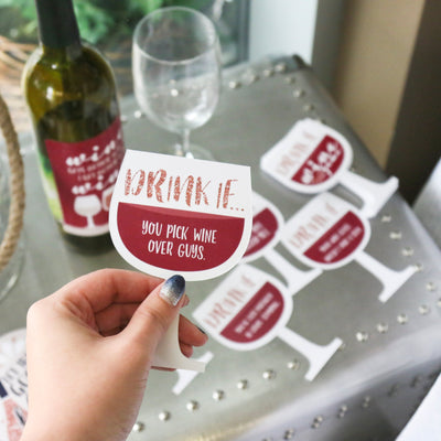Drink If Game - But First, Wine - Wine Tasting Party Game - Set of 24