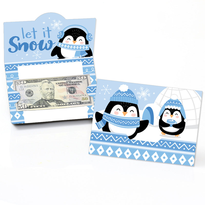 Winter Penguins - Holiday and Christmas Party Money And Gift Card Holders - Set of 8
