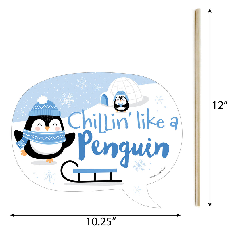 Funny Winter Penguins - Holiday and Christmas Party Photo Booth Props Kit - 10 Piece