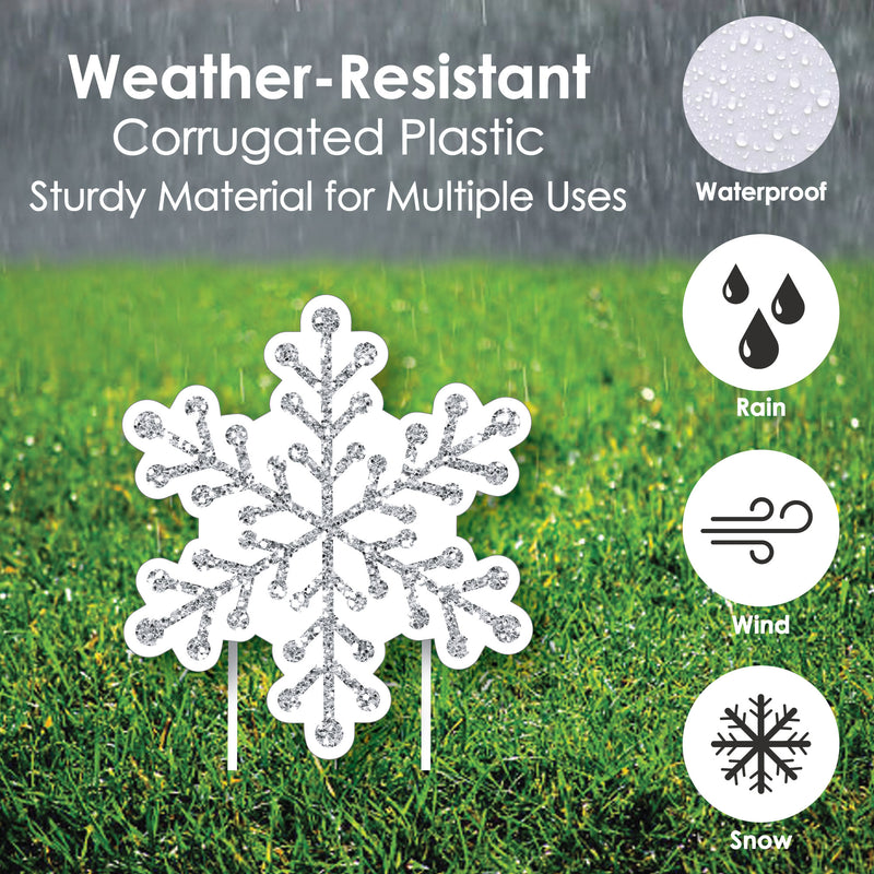 Winter Wonderland - Snowflake Lawn Decorations - Outdoor Snowflake Holiday Party & Winter Wedding Yard Decorations - 10 Piece