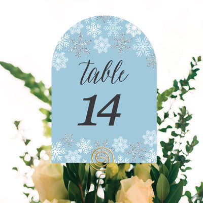 Winter Wonderland - Snowflake Holiday Party and Winter Wedding Double-Sided 5 x 7 inches Cards - Table Numbers - 1-20