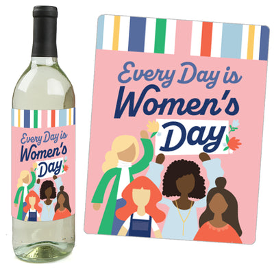 Women's Day - Feminist Party Decorations for Women - Wine Bottle Label Stickers - Set of 4