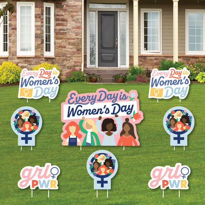 Women's Day - Yard Sign and Outdoor Lawn Decorations - Feminist Party Yard Signs - Set of 8