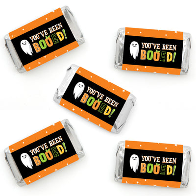 You've Been Booed - Mini Candy Bar Wrapper Stickers - Ghost Halloween Party Small Favors - 40 Count