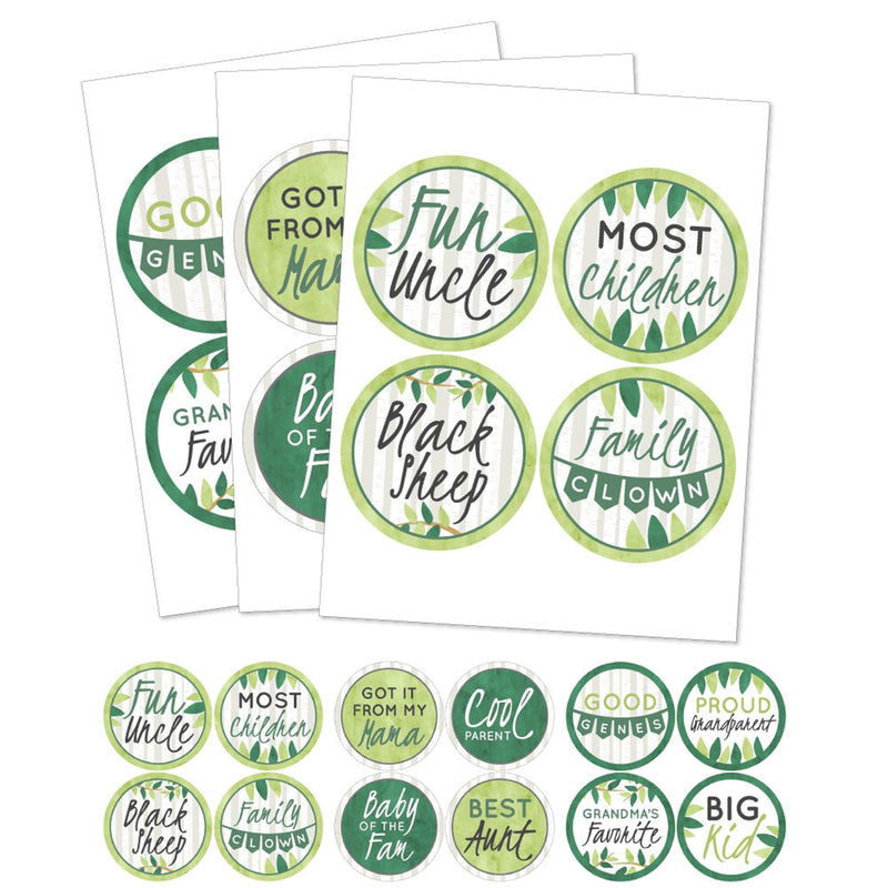 Family Tree Reunion - Family Gathering Party Funny Name Tags - Party Badges Sticker Set of 12