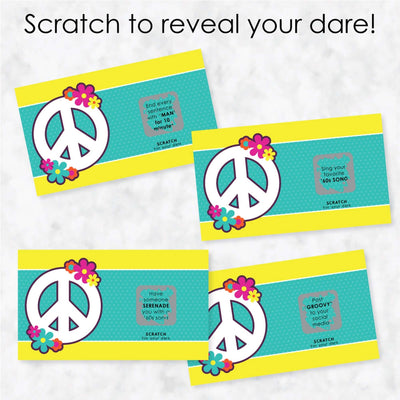 60's Hippie - 1960s Groovy Party Scratch Off Dare Cards - 22 Cards