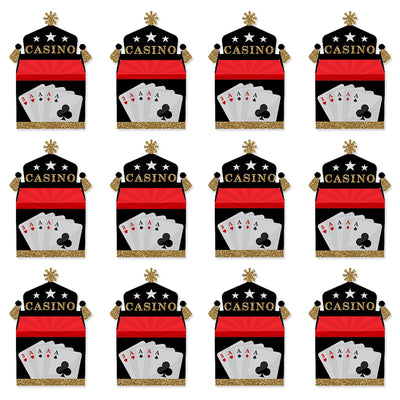 Las Vegas - Treat Box Party Favors - Casino Party Goodie Gable Boxes - Set of 12