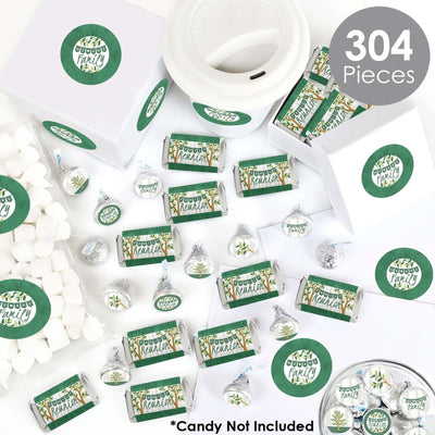 Family Tree Reunion - Mini Candy Bar Wrappers, Round Candy Stickers and Circle Stickers - Family Gathering Party Candy Favor Sticker Kit - 304 Pieces