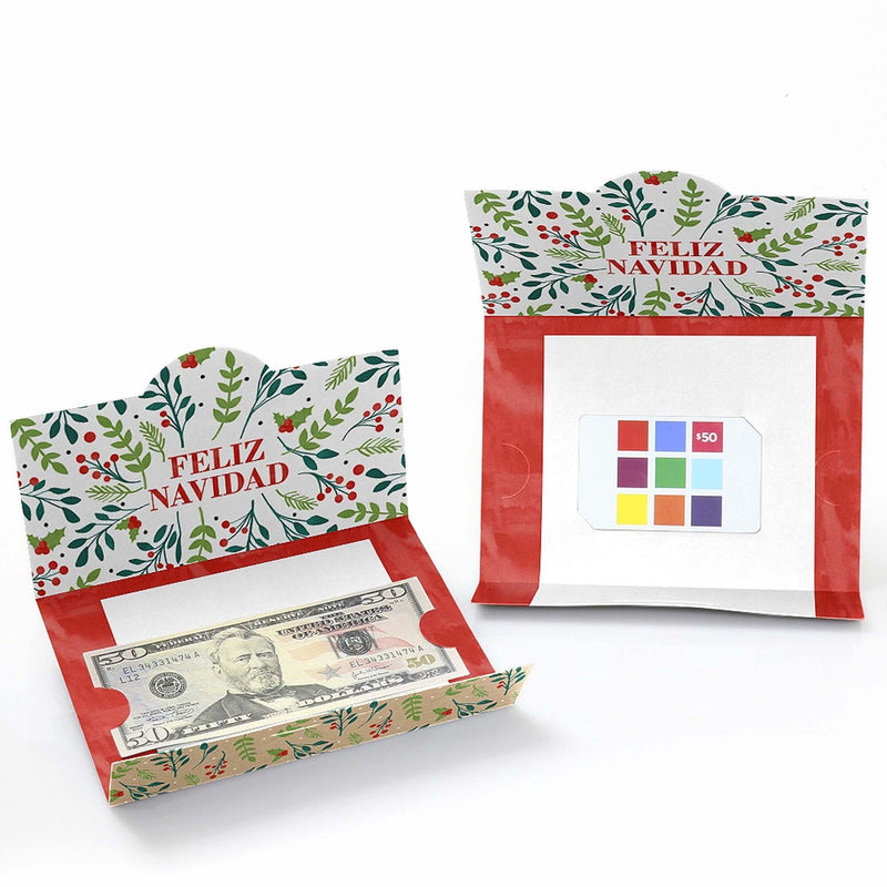 Feliz Navidad - Holiday and Spanish Christmas Party Money And Gift Card Holders - Set of 8