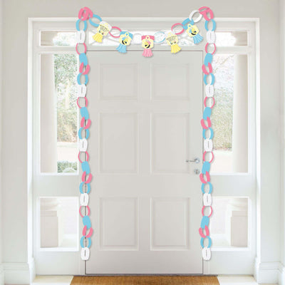 What Will It BEE? - 90 Chain Links and 30 Paper Tassels Decoration Kit - Gender Reveal Paper Chains Garland - 21 feet