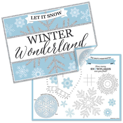 Winter Wonderland - Paper Snowflake Holiday Party and Winter Wedding Coloring Sheets - Activity Placemats - Set of 16