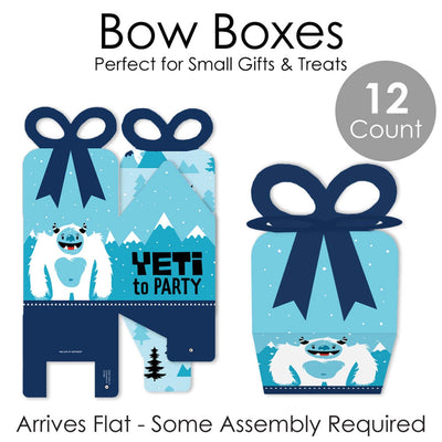 Yeti to Party - Square Favor Gift Boxes - Abominable Snowman Party or Birthday Party Bow Boxes - Set of 12