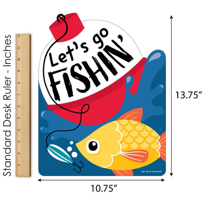 Let's Go Fishing - Outdoor Lawn Sign - Fish Themed Party or Birthday Party Yard Sign - 1 Piece