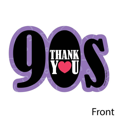 90's Throwback - Shaped Thank You Cards - 1990s Party Thank You Note Cards with Envelopes - Set of 12