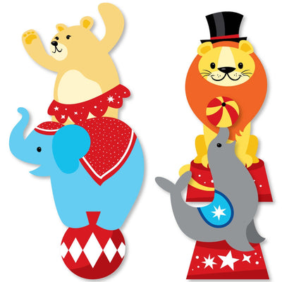 Carnival - Step Right Up Circus - Lion, Elephant, Sea Lion, Bear Decorations DIY Carnival Themed Party Essentials - Set of 20