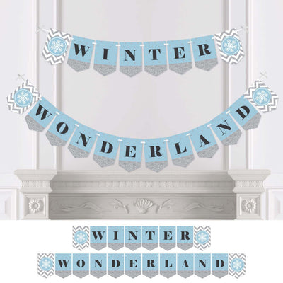 Winter Wonderland - Snowflake Holiday Party & Winter Wedding Bunting Banner and Decorations